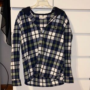 Aeropostale Blue and Green Plaid Men's Shirt